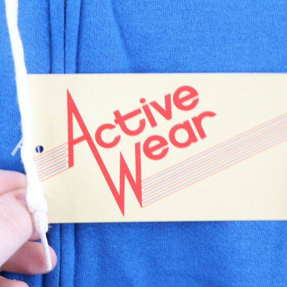 Vintage Blank Full Zip Hoodie Sweatshirt Blue USA - Picture 4 of 8